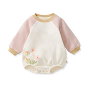 Organic Cotton Wild Floral Sweatshirt Bodysuit - Eggshell