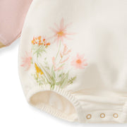 Organic Cotton Wild Floral Sweatshirt Bodysuit - Eggshell