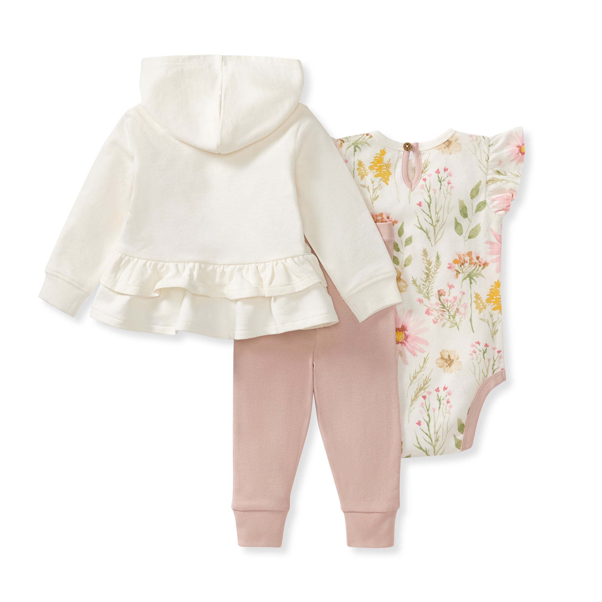 3 Piece Organic Cotton Wild Floral Set - Eggshell