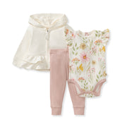 3 Piece Organic Cotton Wild Floral Set - Eggshell