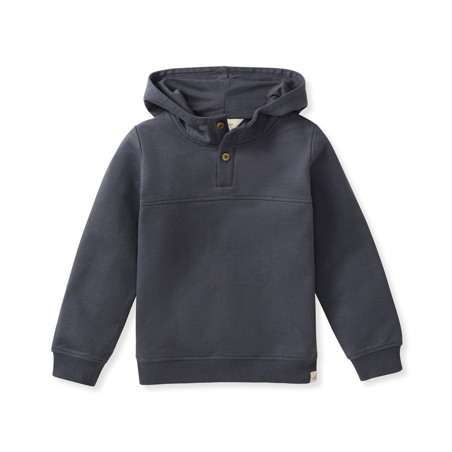 Organic Cotton Button Placket Hoodie