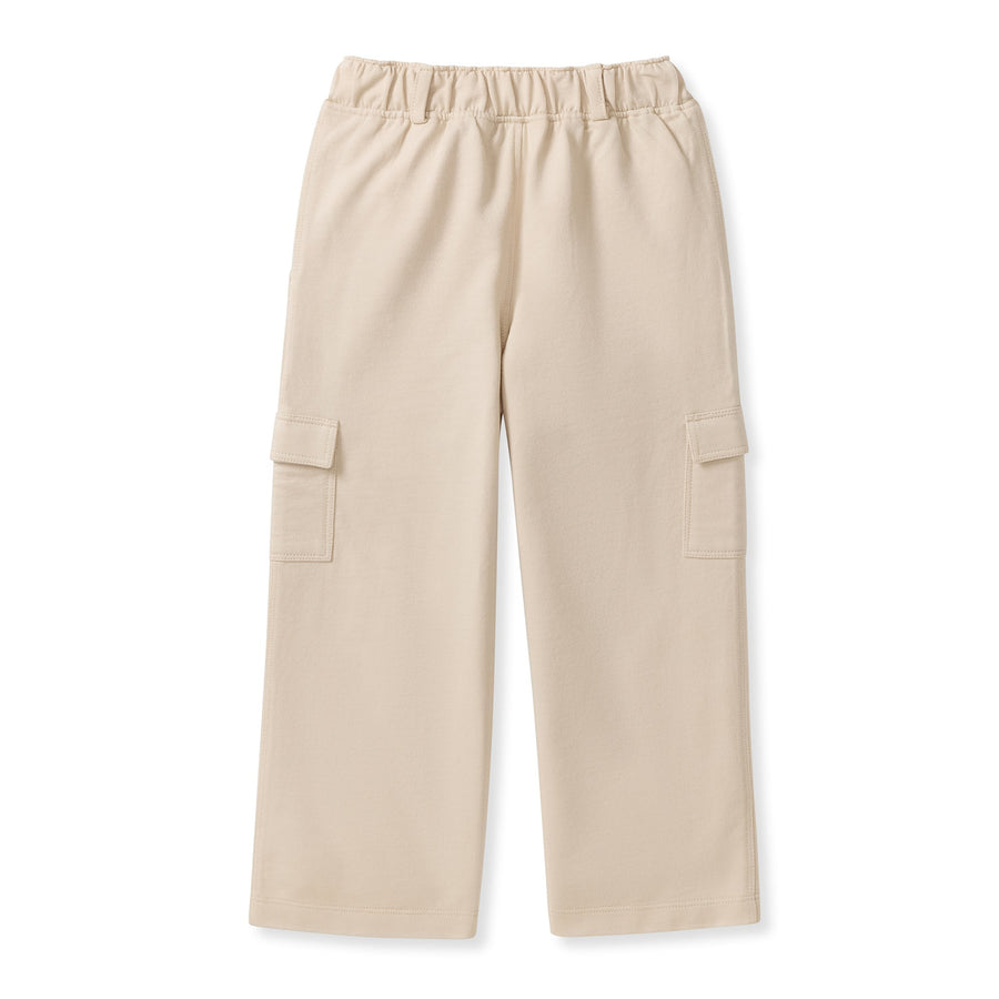 Organic Cotton  Wide Leg Cargo Pants - Pale Oak Wood