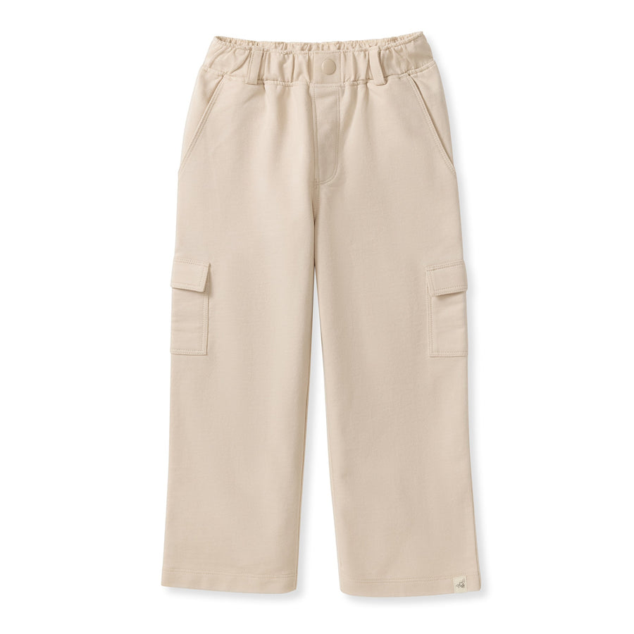 Organic Cotton  Wide Leg Cargo Pants - Pale Oak Wood