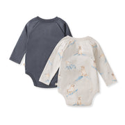 2 Pack Top Dog Long Sleeve Bodysuits - Pale Oak Wood