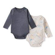 2 Pack Top Dog Long Sleeve Bodysuits - Pale Oak Wood