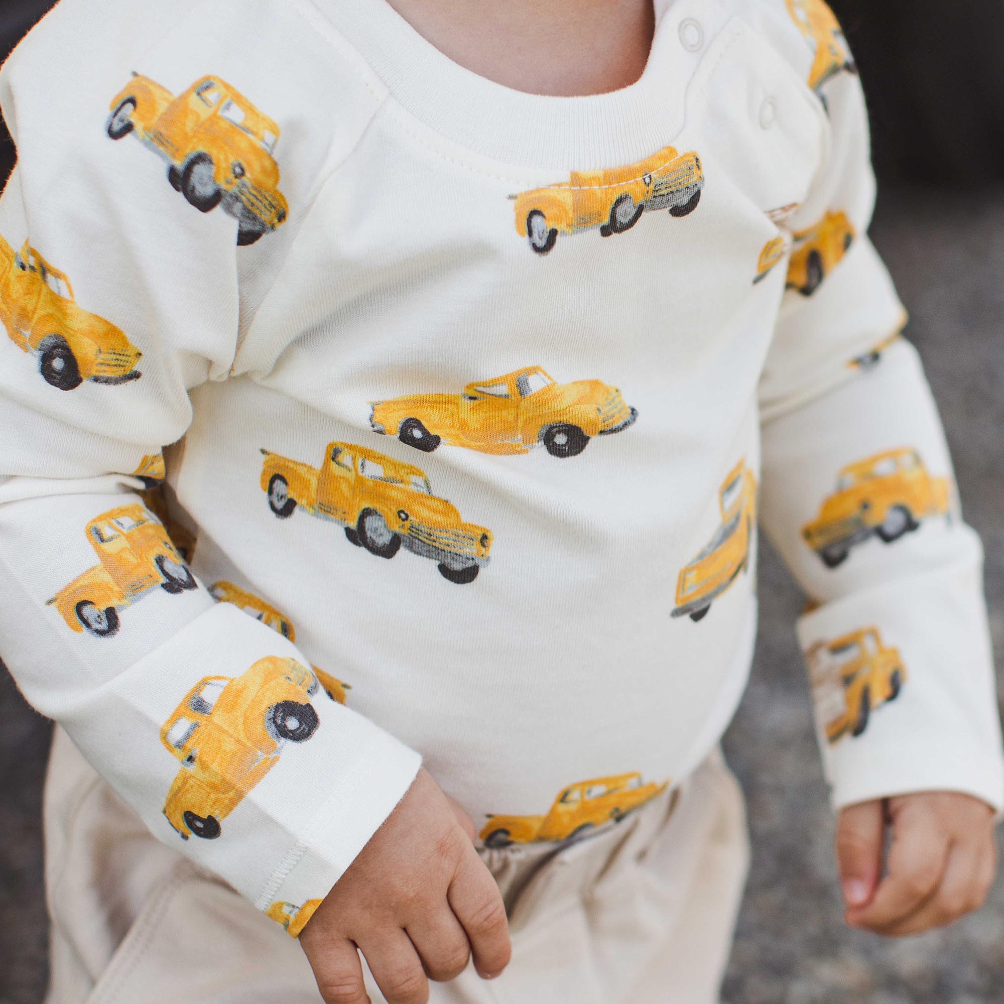 2 Pack Truck Long Sleeve Bodysuits - Eggshell