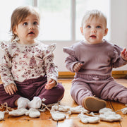 3 Pack Snowflakes & Woodland Long Sleeve Bodysuits - Deep Plum