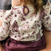 3 Pack Snowflakes & Woodland Long Sleeve Bodysuits - Deep Plum