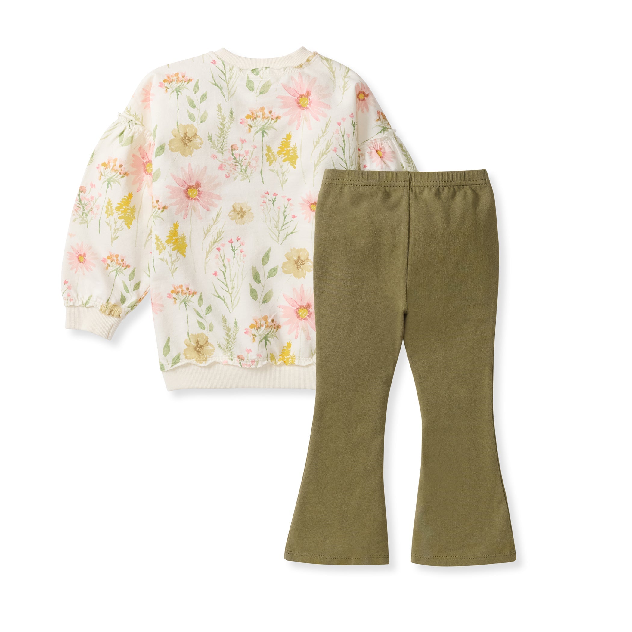 Organic Cotton Wild Floral Sweatshirt Set - Eggshell