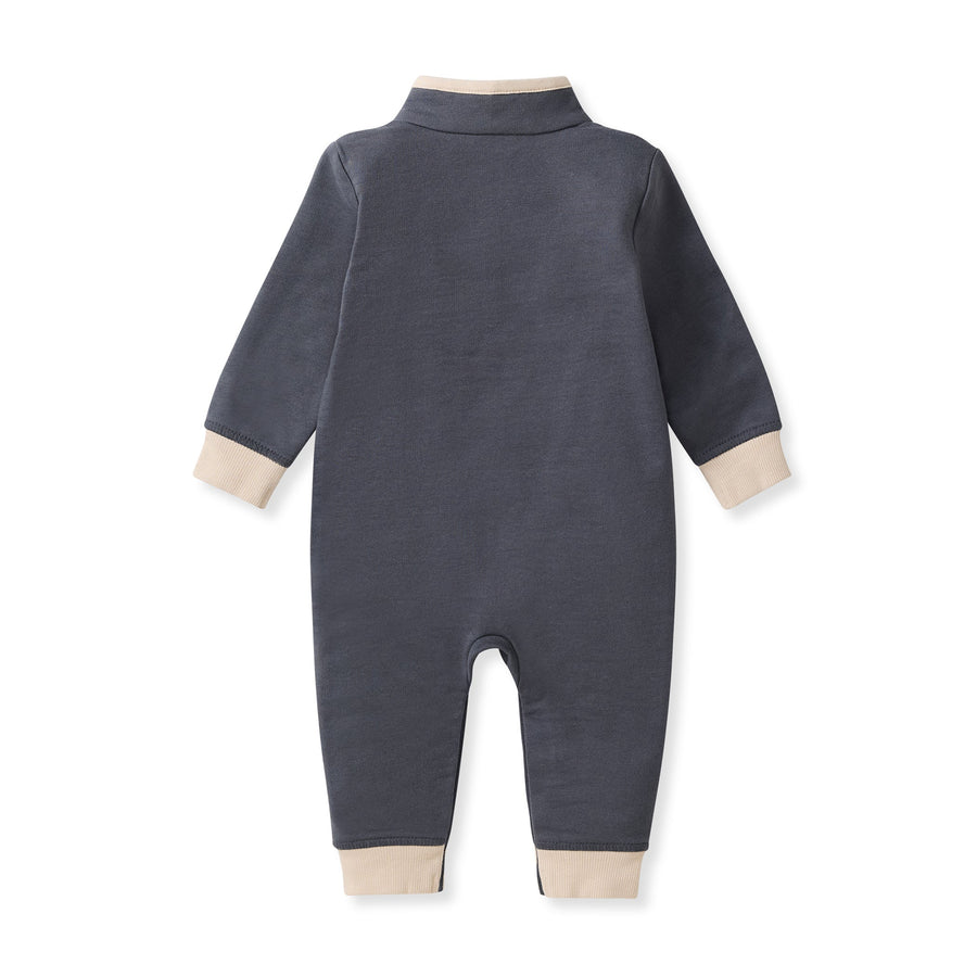 Organic Cotton Quarter Zip Jumpsuit - Basalt