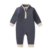 Organic Cotton Quarter Zip Jumpsuit - Basalt