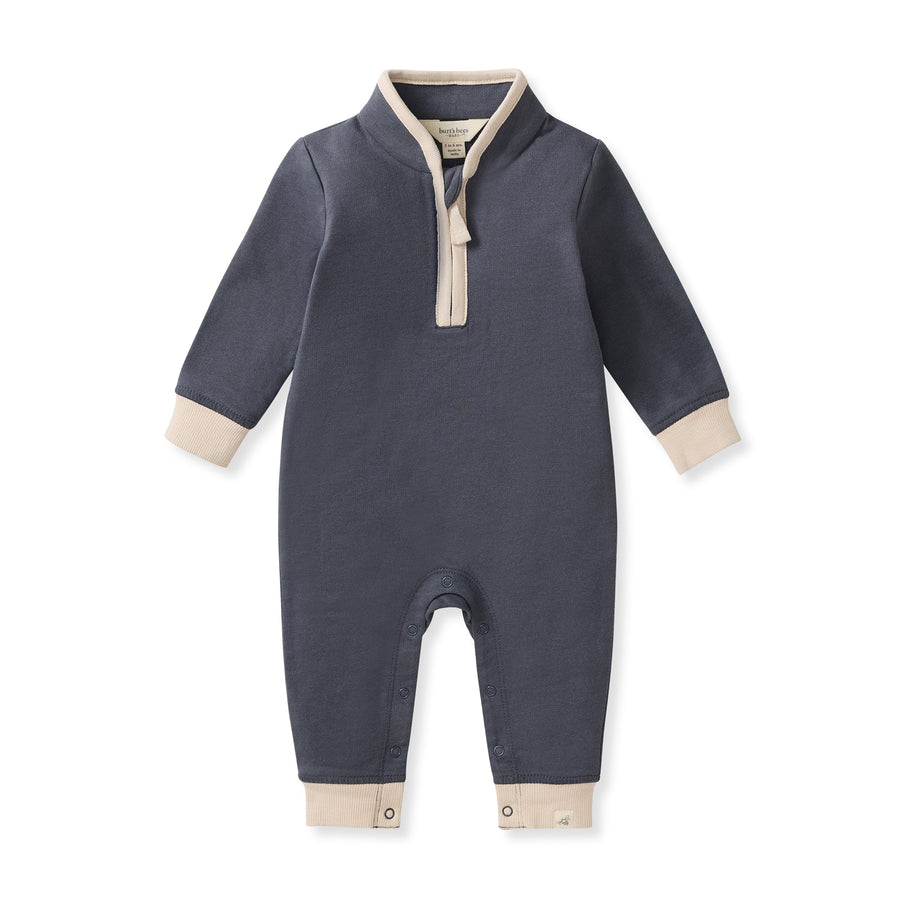 Organic Cotton Quarter Zip Jumpsuit - Basalt