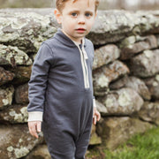 Organic Cotton Quarter Zip Jumpsuit - Basalt
