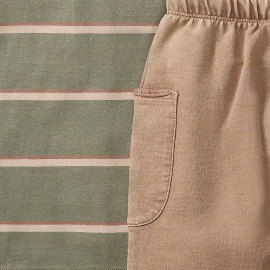 Organic Cotton Holland Stripe Tee and Pant Set - Tranqulity