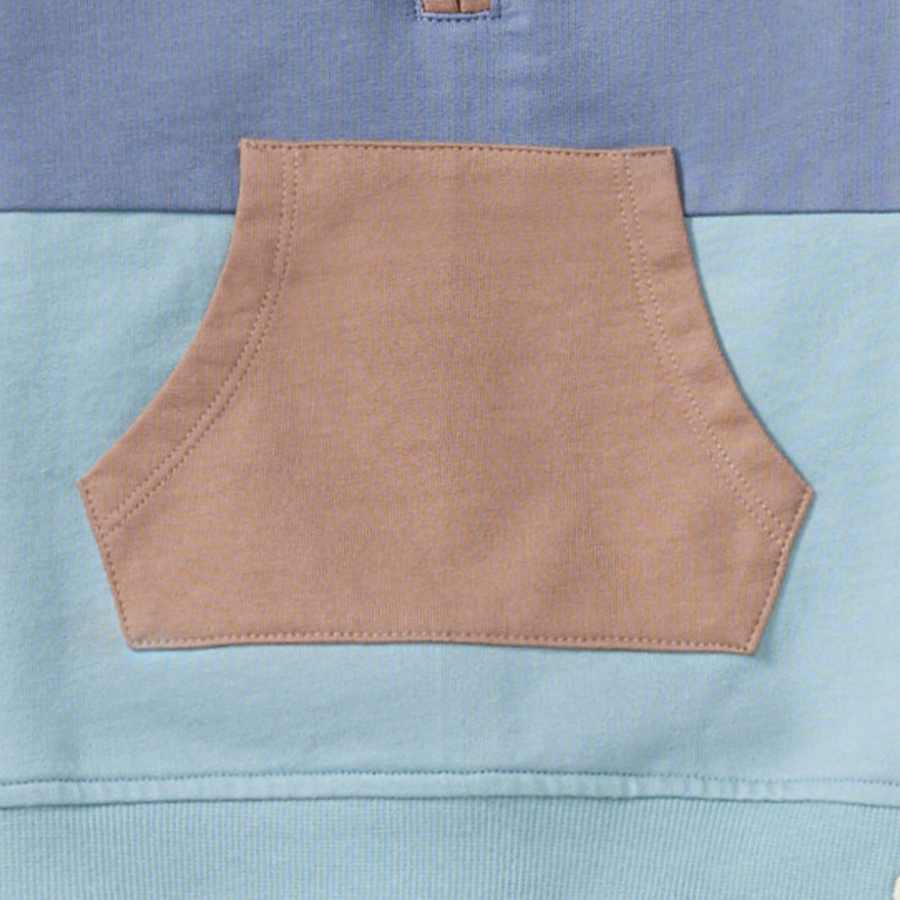 Organic Cotton Color Block Sweatshirt Set - Flint