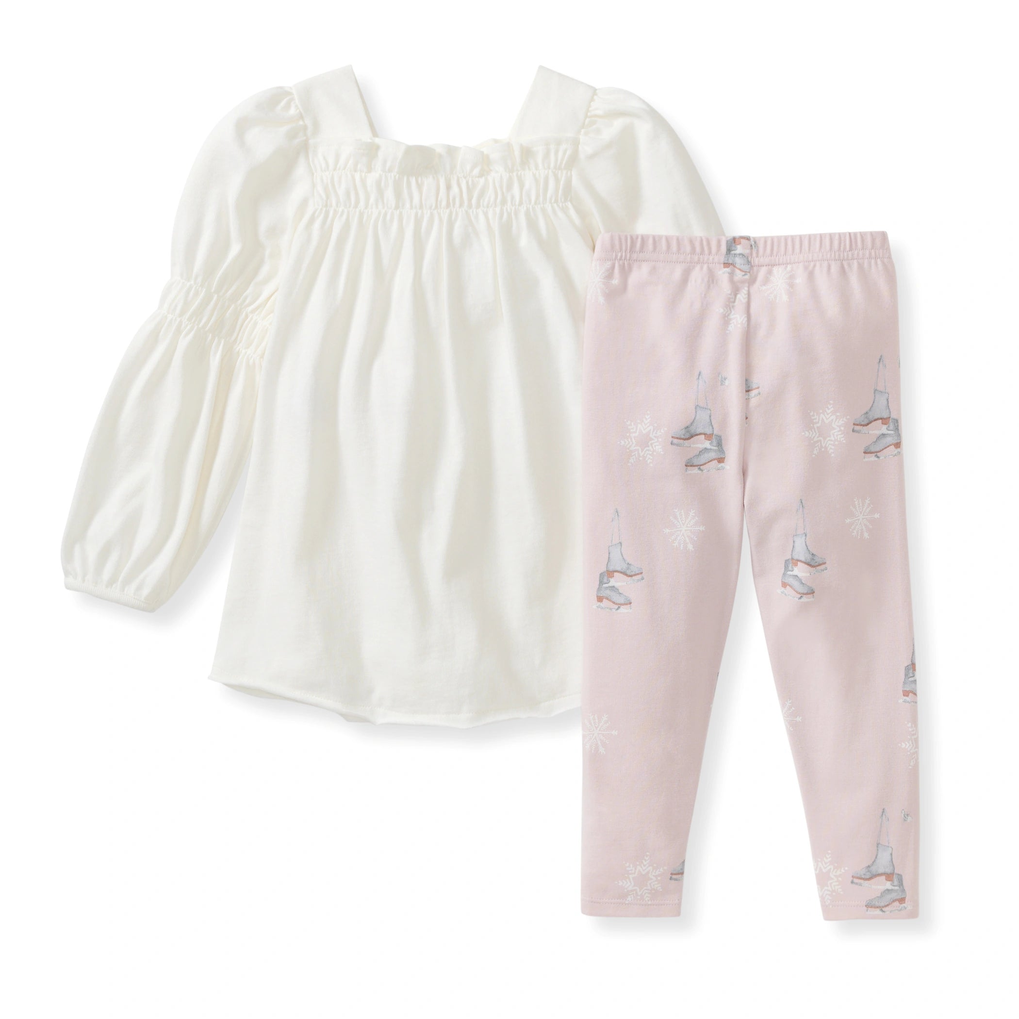 Ice Skates Organic Tunic & Pants Set - Eggshell