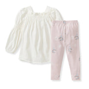 Ice Skates Organic Tunic & Pants Set - Eggshell