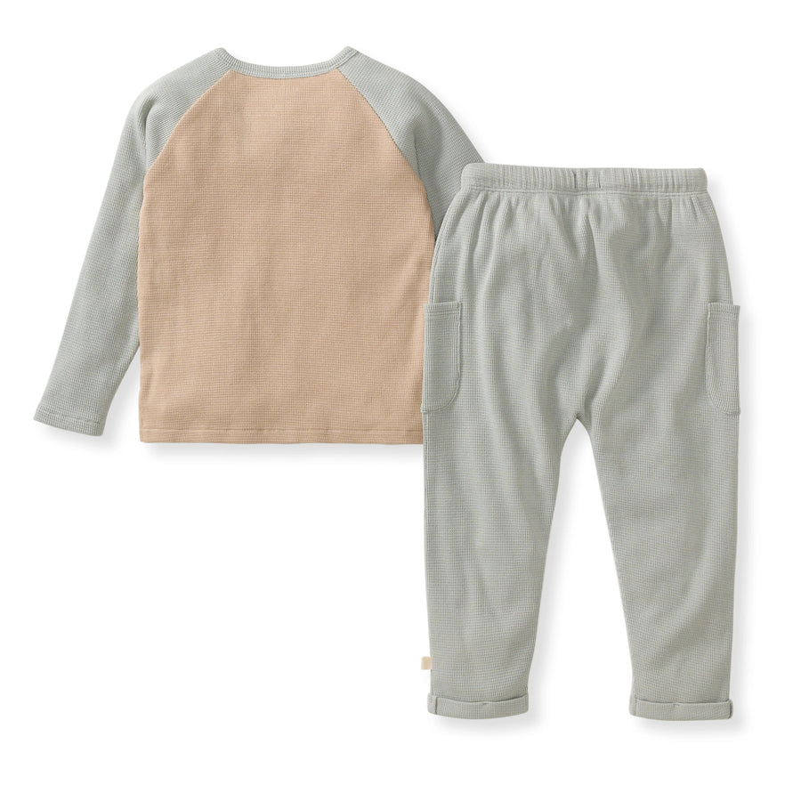 Organic Thermal Boy Tee & Pants Set - Blue Gray