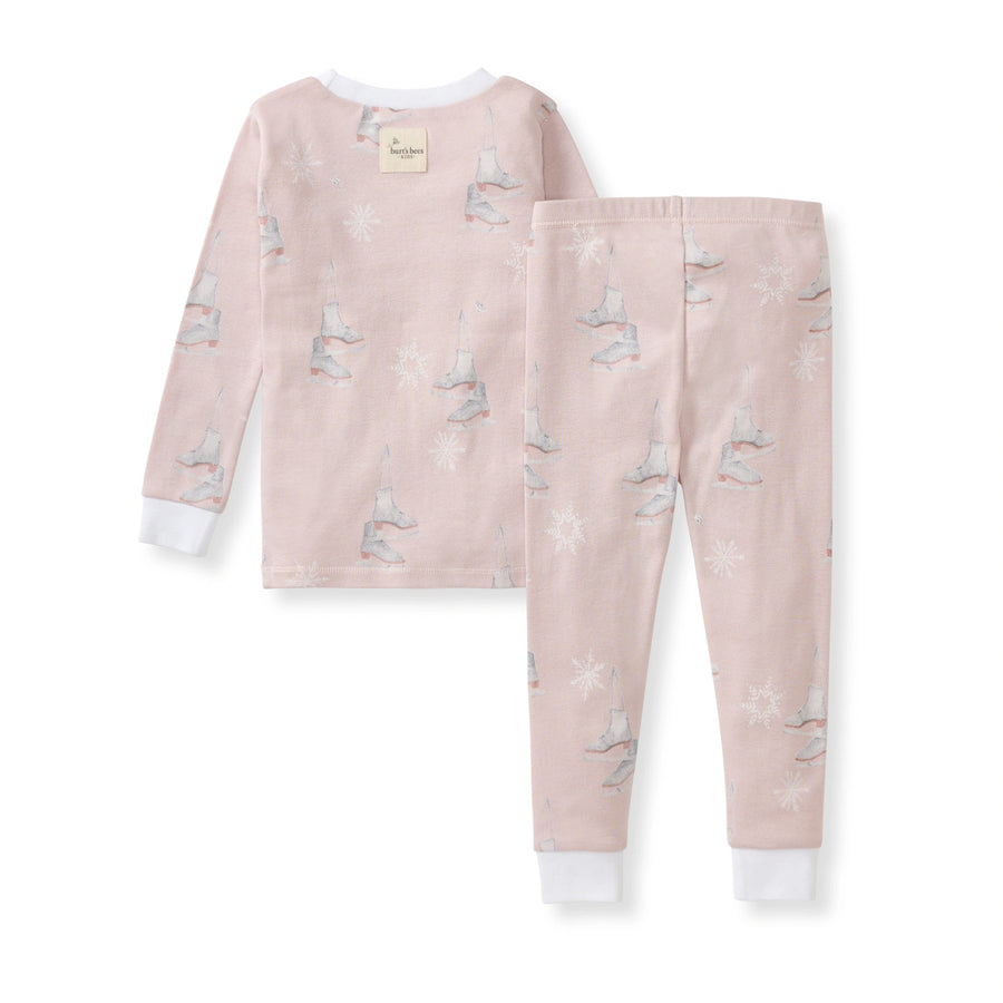 Organic Cotton Two Piece Pajamas - Ice Skates