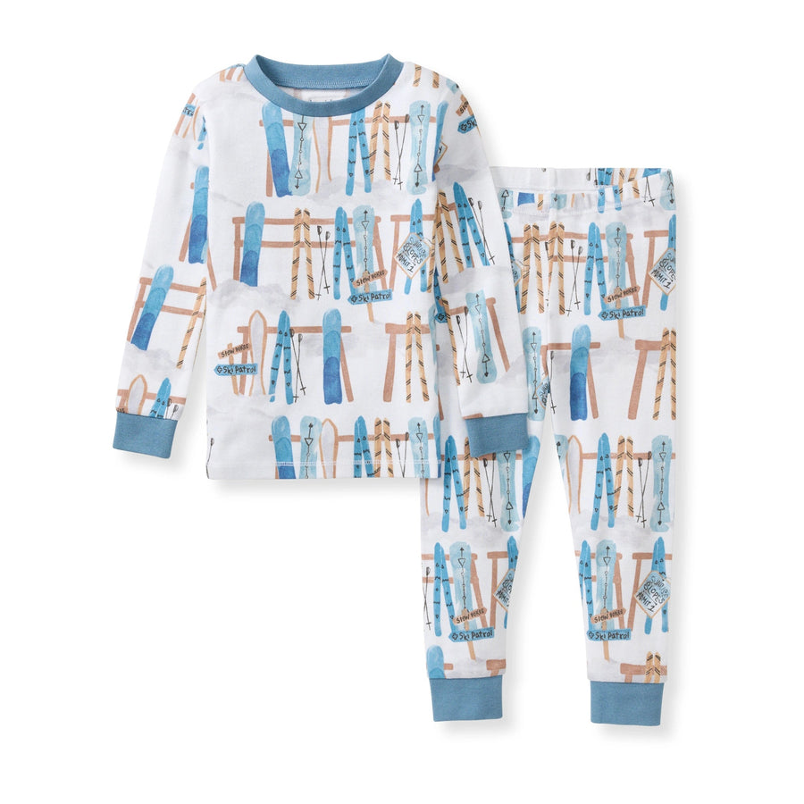 Sunrise Slopes Organic Cotton Two Piece Pajamas - Mountain Blue