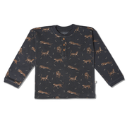 Organic Henley Tee - Leopard