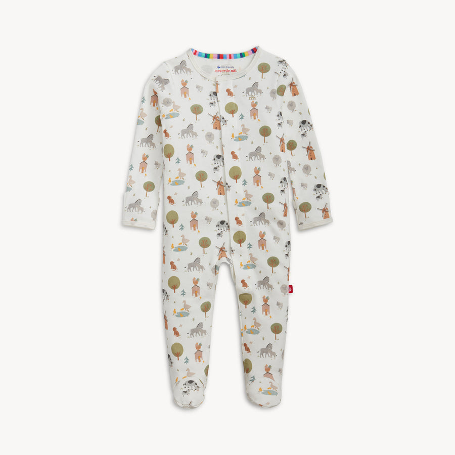 Organic Cotton Magnetic Footie - Funny Farm