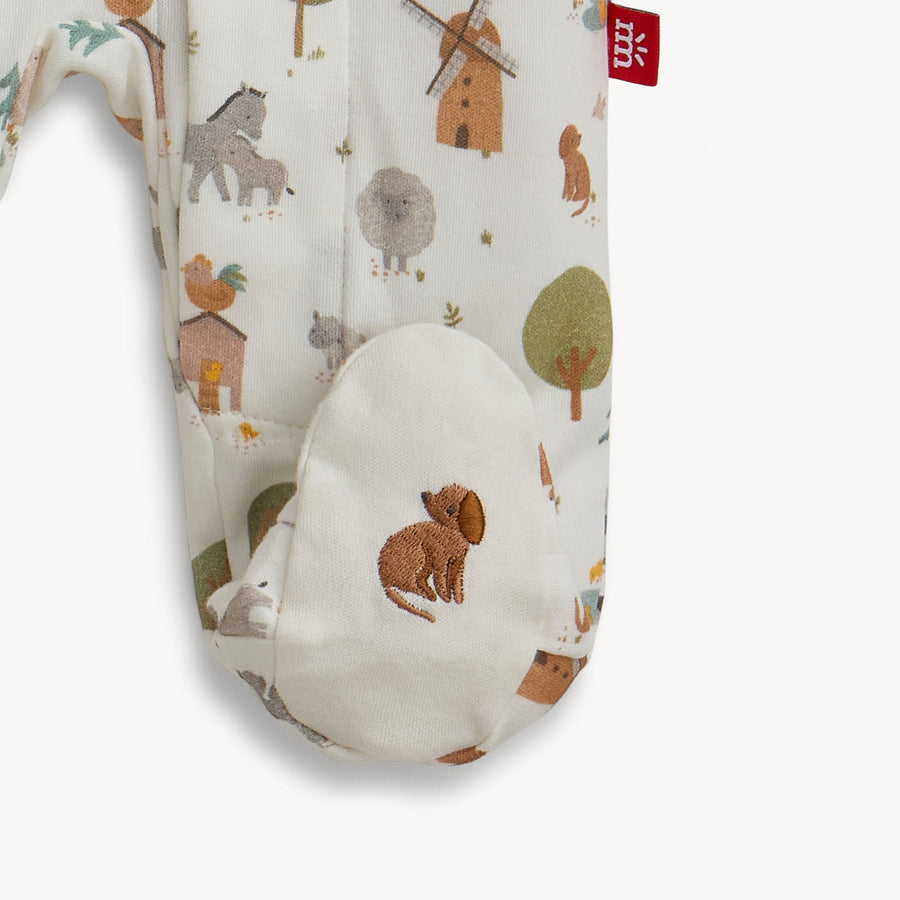 Organic Cotton Magnetic Footie - Funny Farm