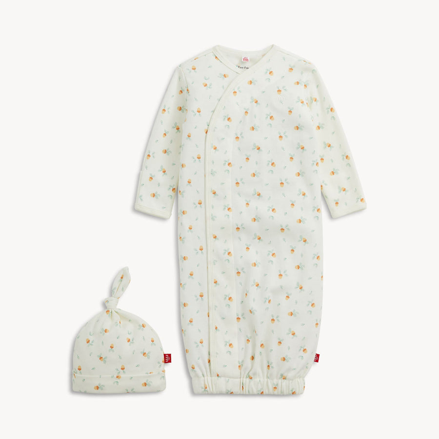 Organic Cotton Magnetic Gown & Hat - Acorns