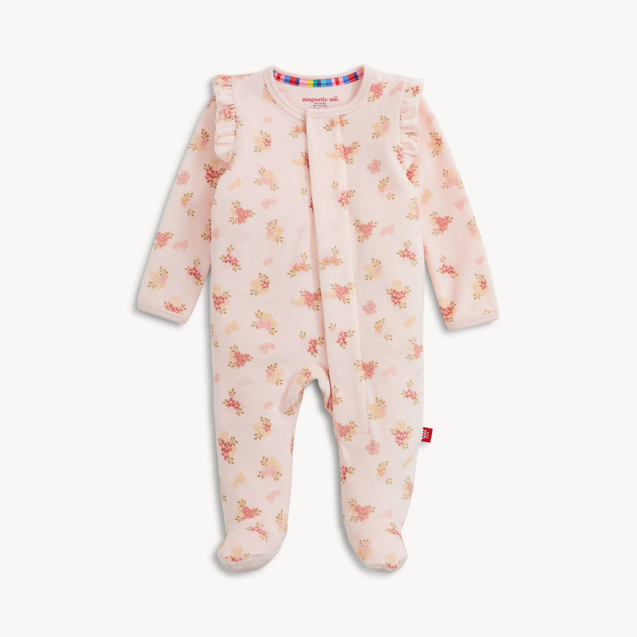 Velour Magnetic Footie - Floral