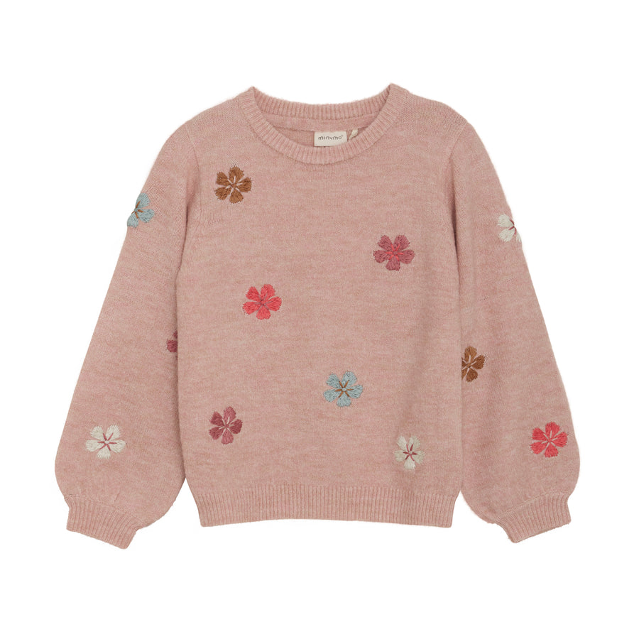 Pullover Knit Sweater - Misty Rose Flower