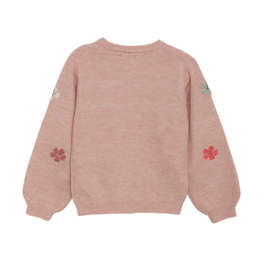 Pullover Knit Sweater - Misty Rose Flower