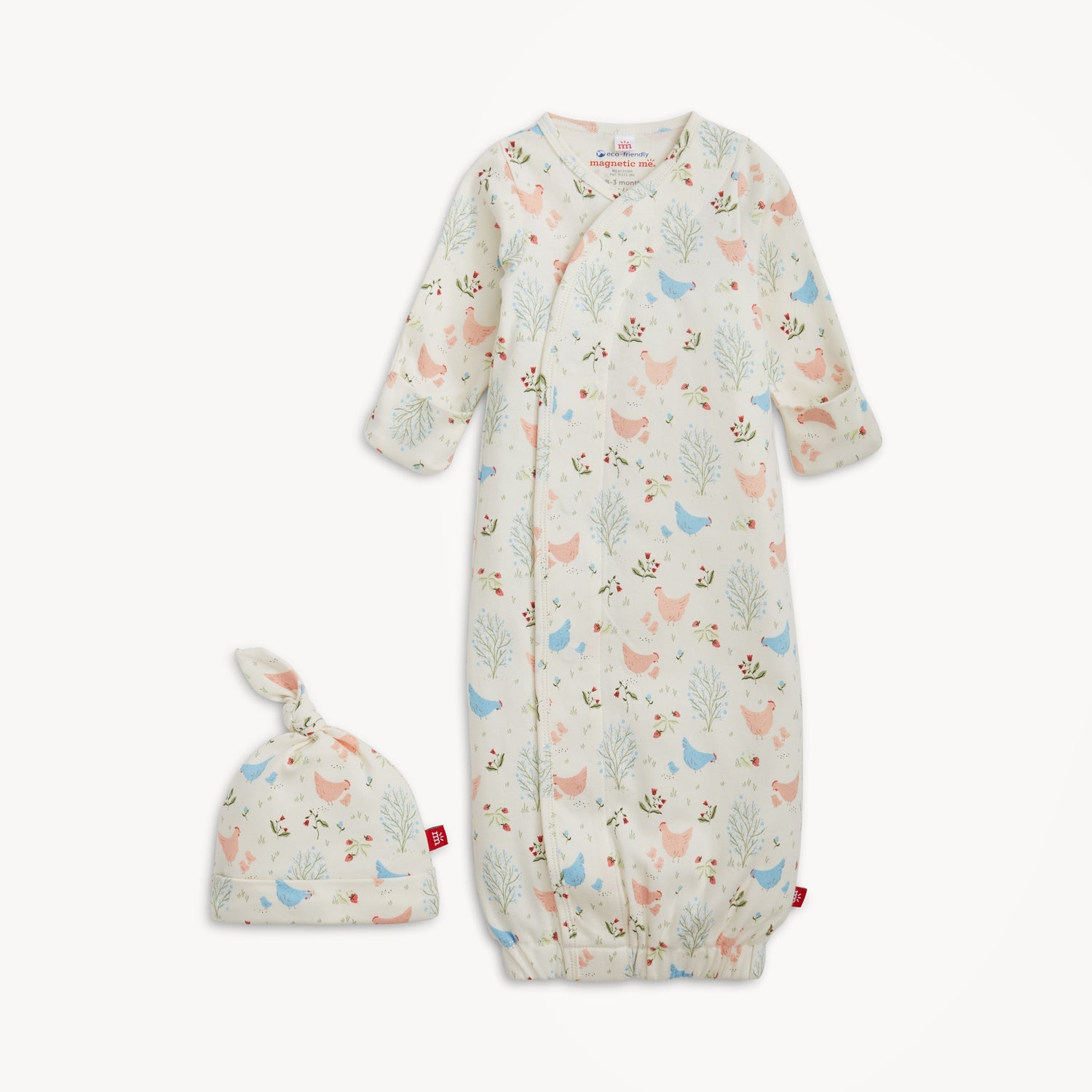 Organic Cotton Magnetic Gown & Hat - Chicken Tender