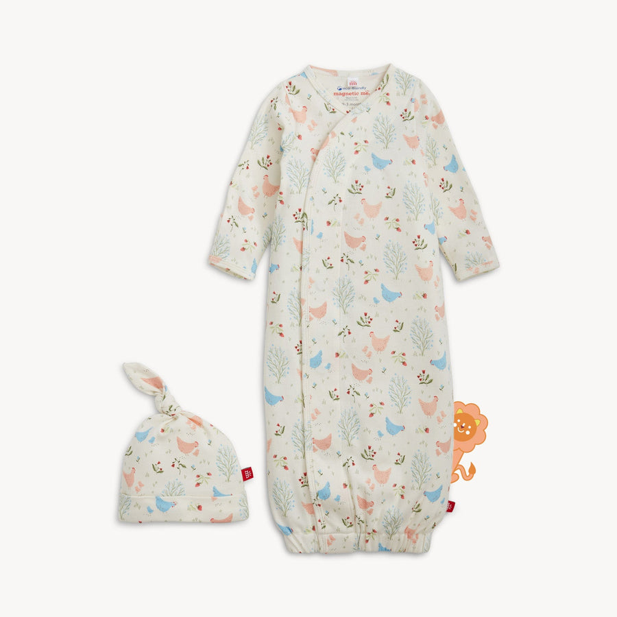 Organic Cotton Magnetic Gown & Hat - Chicken Tender