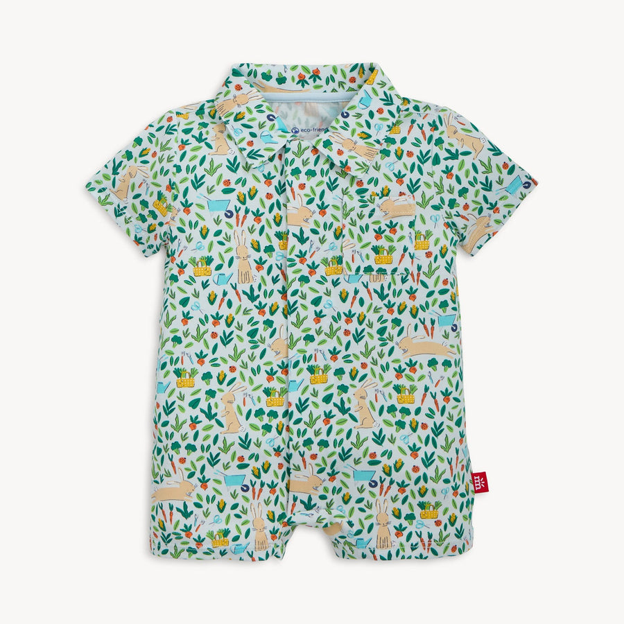 Modal Magnetic Polo Romper - Bunny Garden