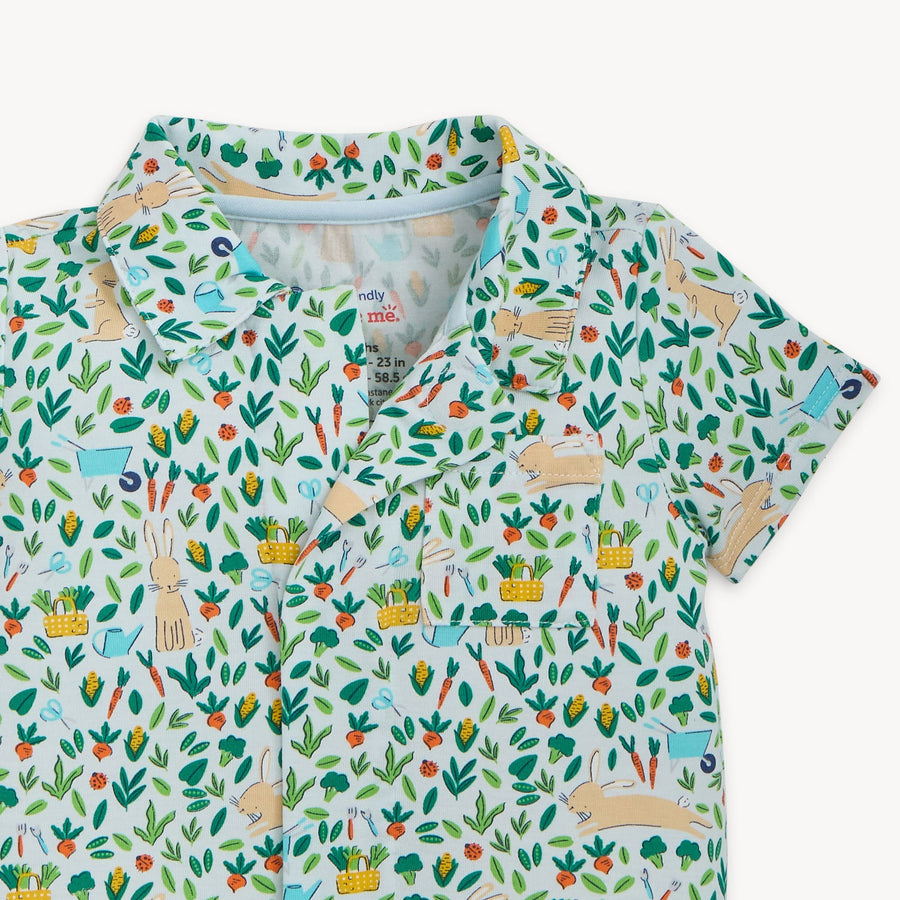 Modal Magnetic Polo Romper - Bunny Garden