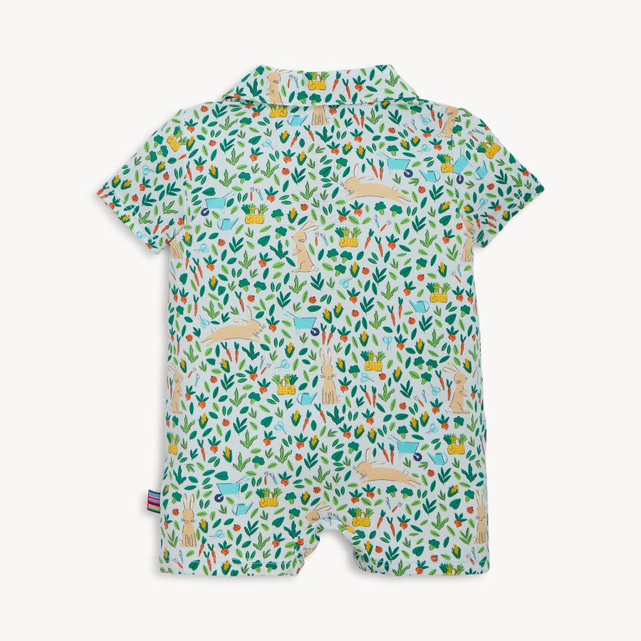 Modal Magnetic Polo Romper - Bunny Garden