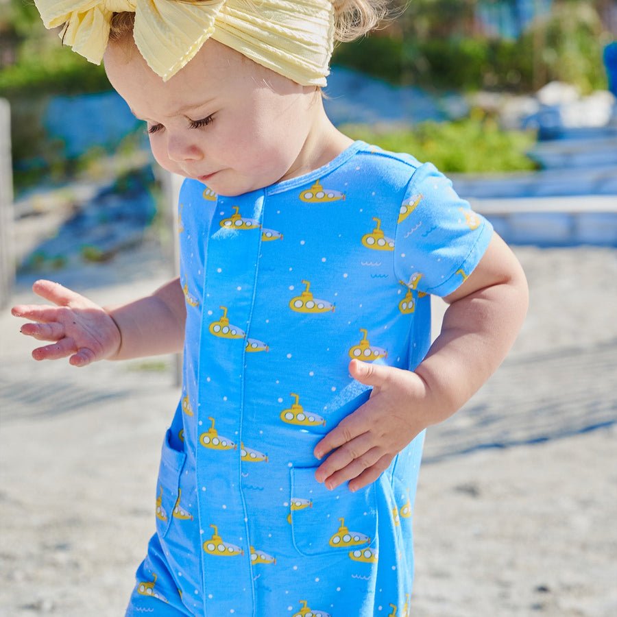 Modal Magnetic Pocket Short Romper - Dip Ship