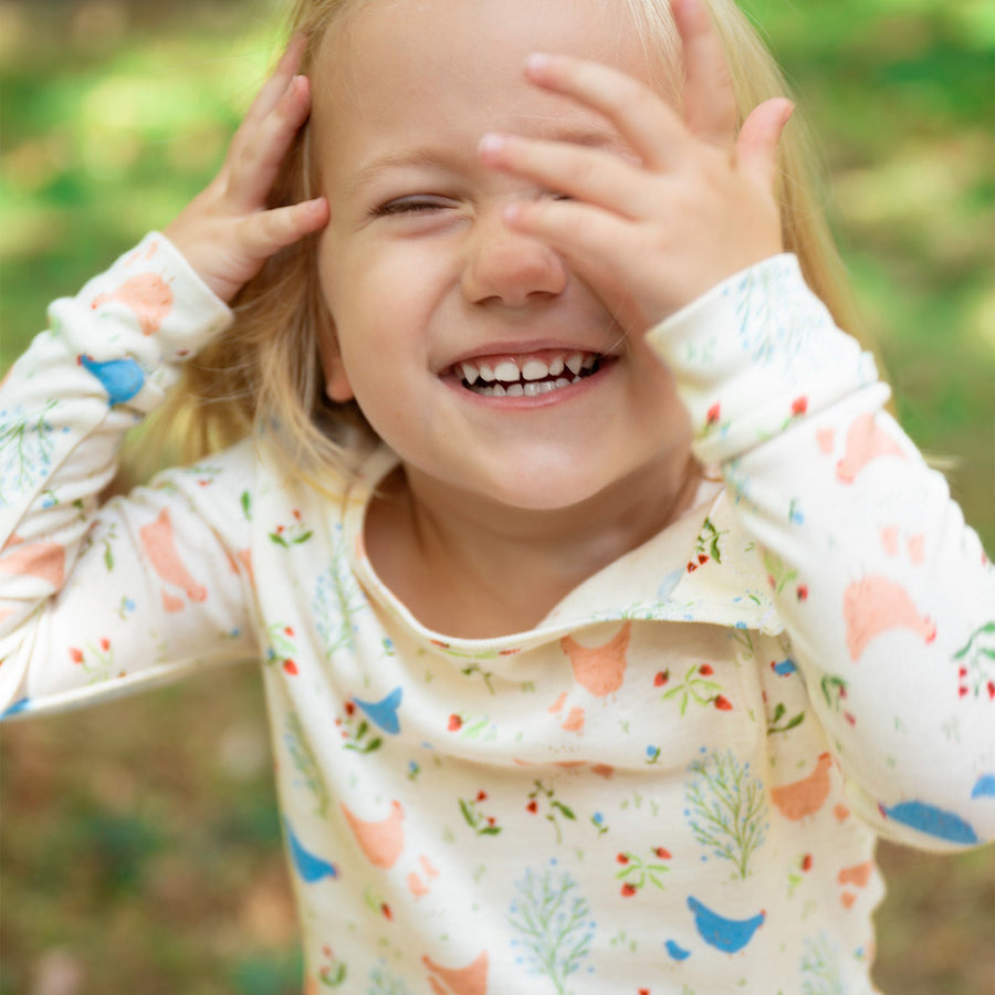 Organic Cotton Magnetic Long Sleeve Toddler Pajamas - Chicken Tender
