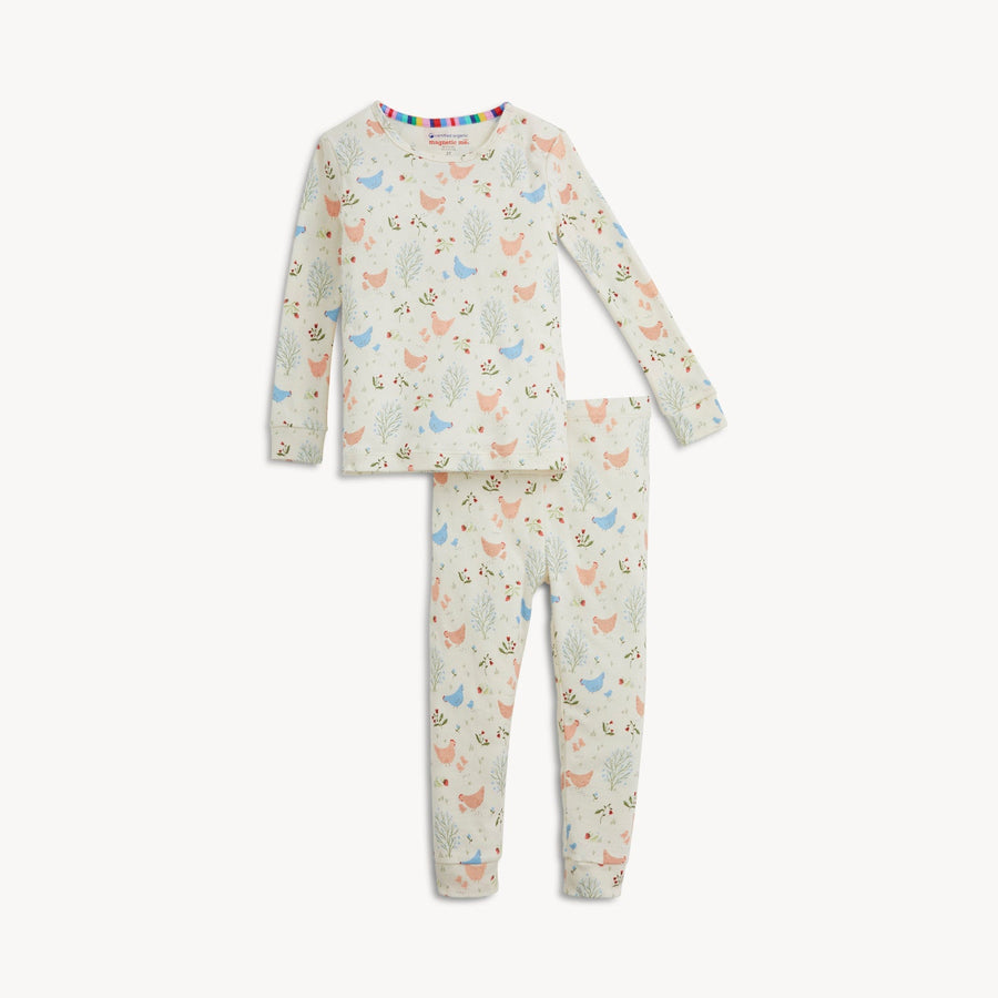 Organic Cotton Magnetic Long Sleeve Toddler Pajamas - Chicken Tender