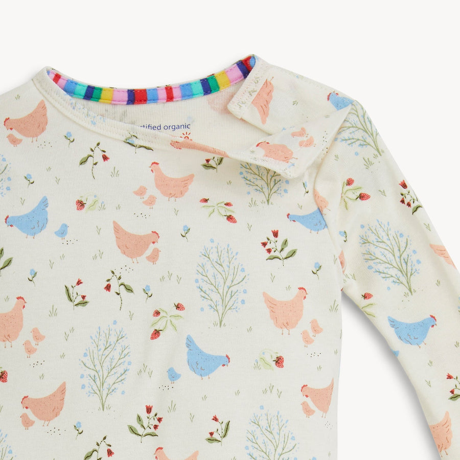 Organic Cotton Magnetic Long Sleeve Toddler Pajamas - Chicken Tender