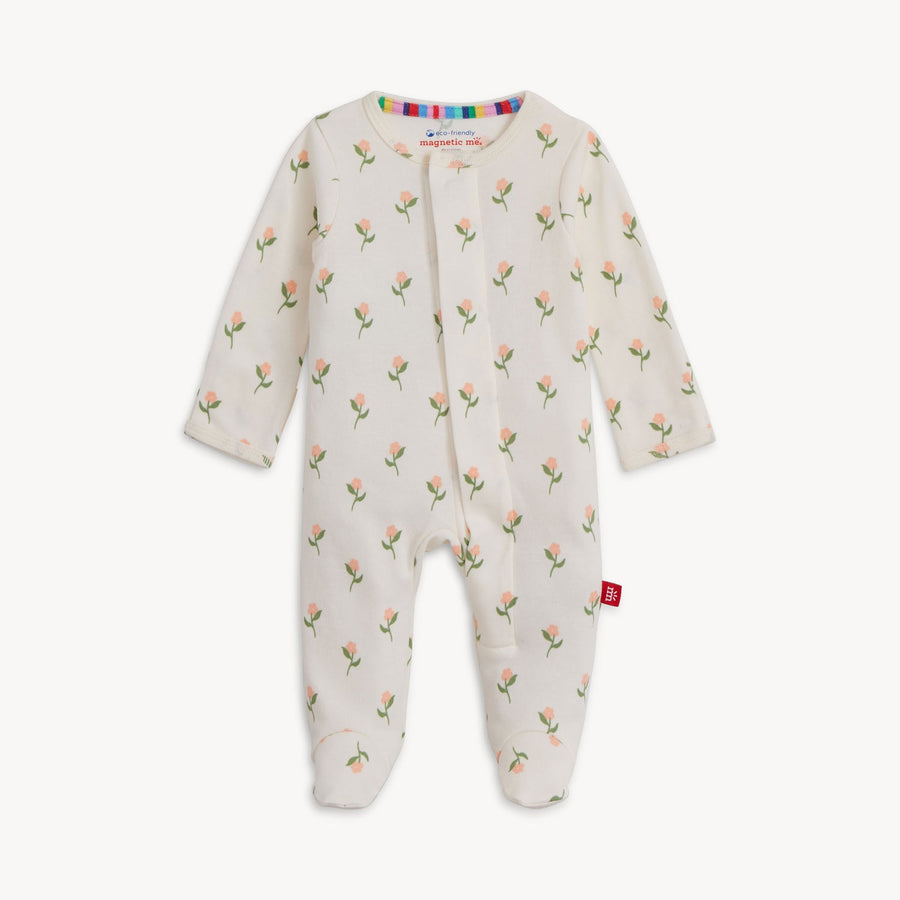 Organic Cotton Magnetic Footie - Floral Chicken Tender