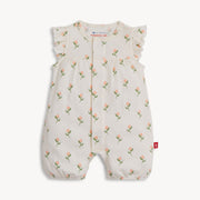 Organic Cotton Magnetic Romper - Floral Chicken Tender