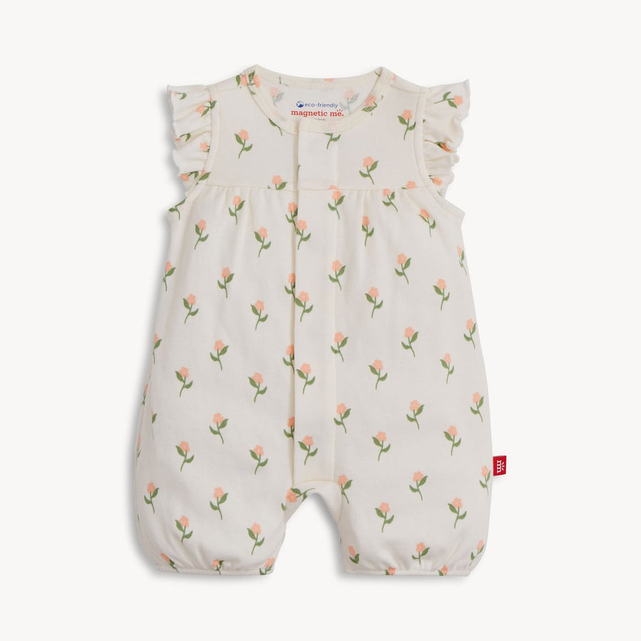 Organic Cotton Magnetic Romper - Floral Chicken Tender