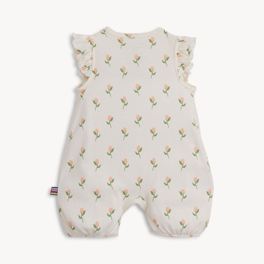 Organic Cotton Magnetic Romper - Floral Chicken Tender