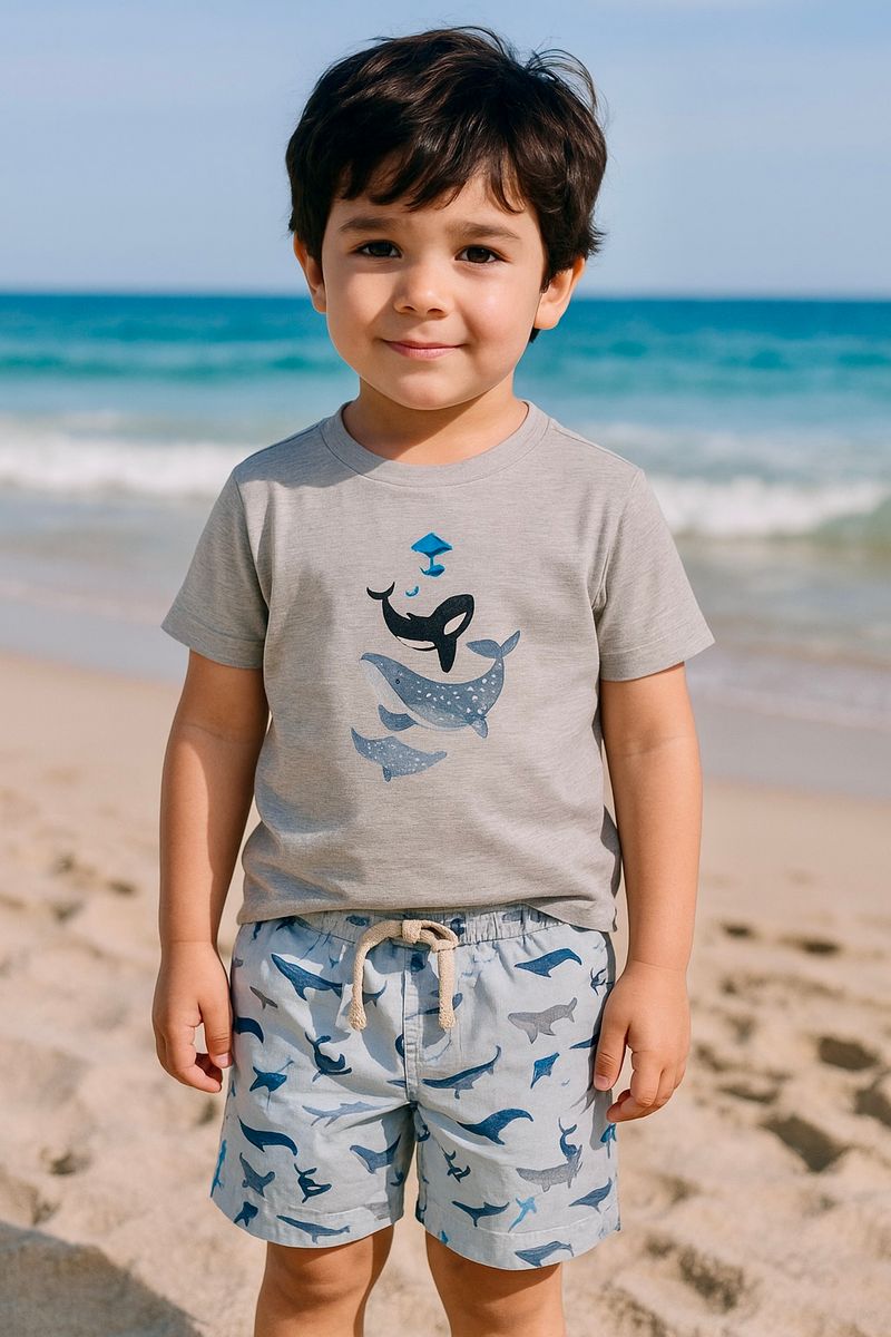 Mahalo Printed Shorts - Blue Whales