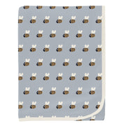 Print Swaddling Blanket - Pearl Blue Baby Bumblebee