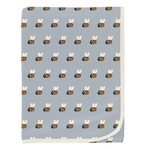 Print Swaddling Blanket - Pearl Blue Baby Bumblebee
