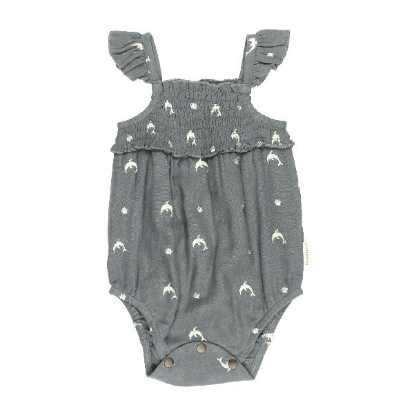 Organic Muslin Sleeveless Bodysuit - Moonstone Dolphin