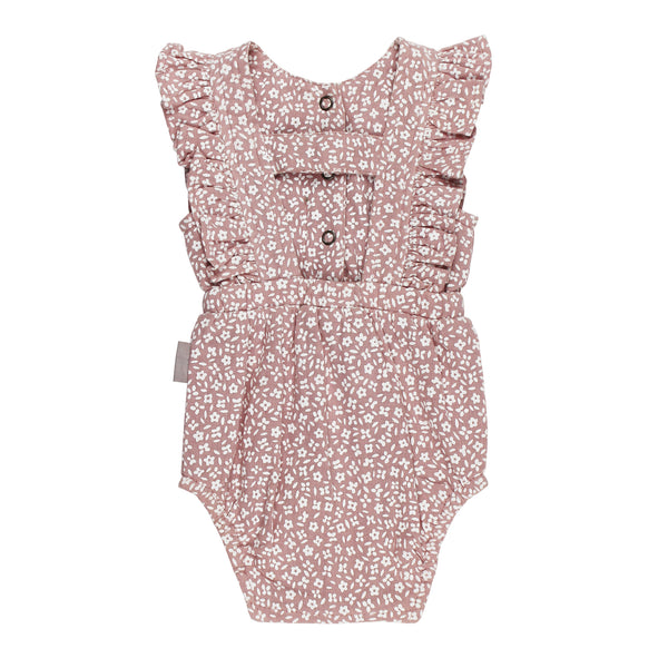 Organic Muslin Ruffle Bodysuit - Taffy Floral