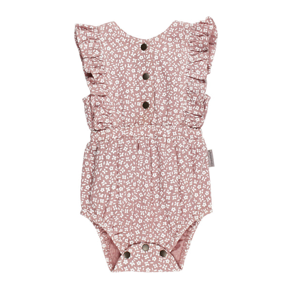 Organic Muslin Ruffle Bodysuit - Taffy Floral